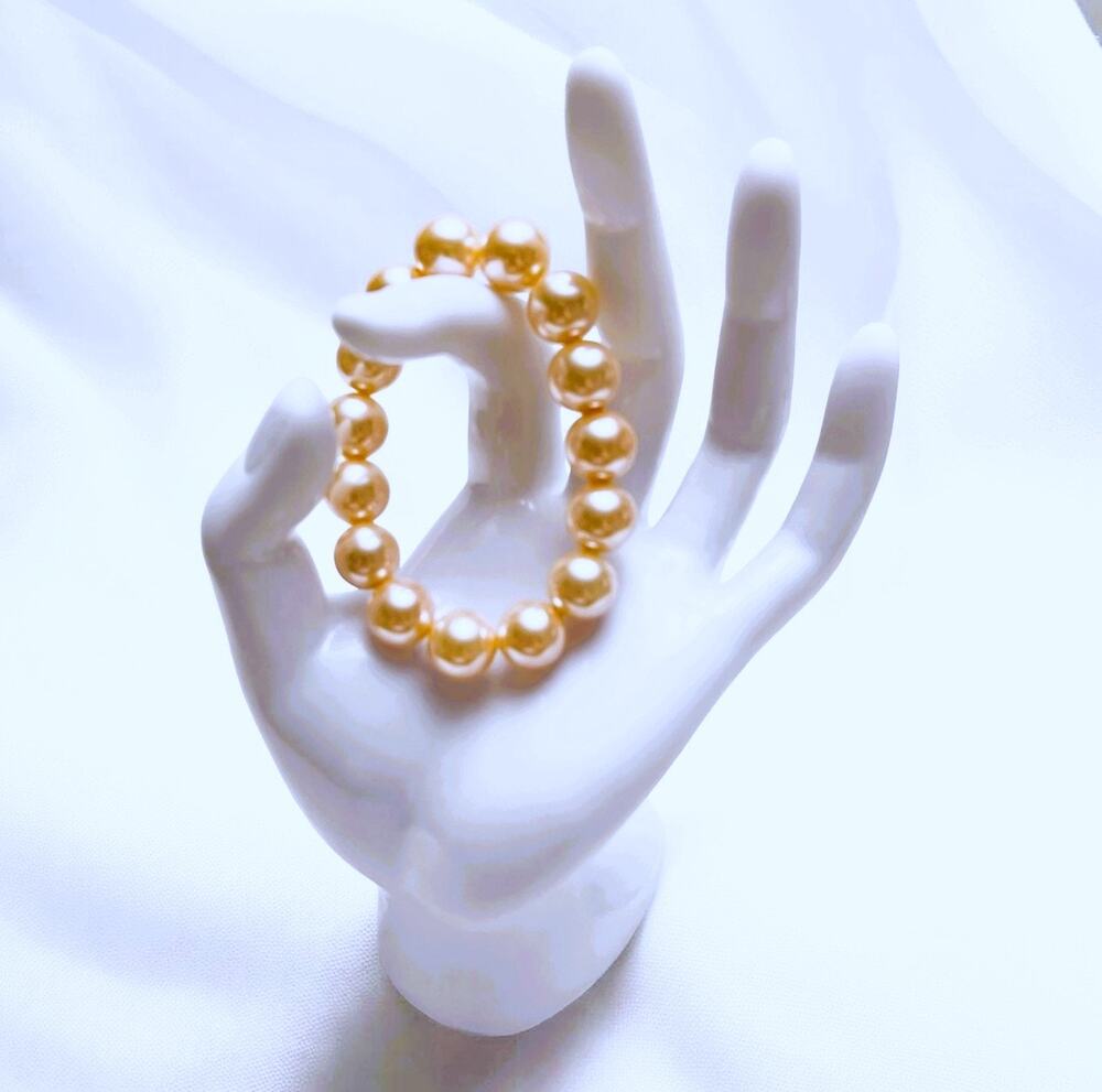 Large Peach Faux Pearl Stretch Bracelet-NWOT